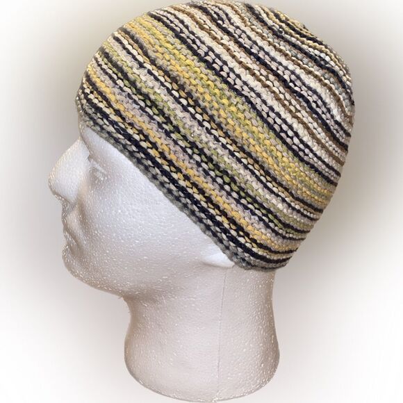 Roots Multicolor Knit Beanie Skull Cap Brown Black Yellow Green White - Picture 4 of 6
